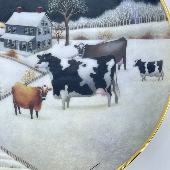 cows in winter by lowell herrero decorative plate by american folk art collectio - Picture 2 of 3